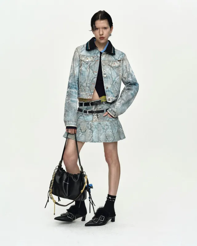 PYTHON FADE DENIM PRINTED JACKET awa750w(BLUE) made by Andersson Bell