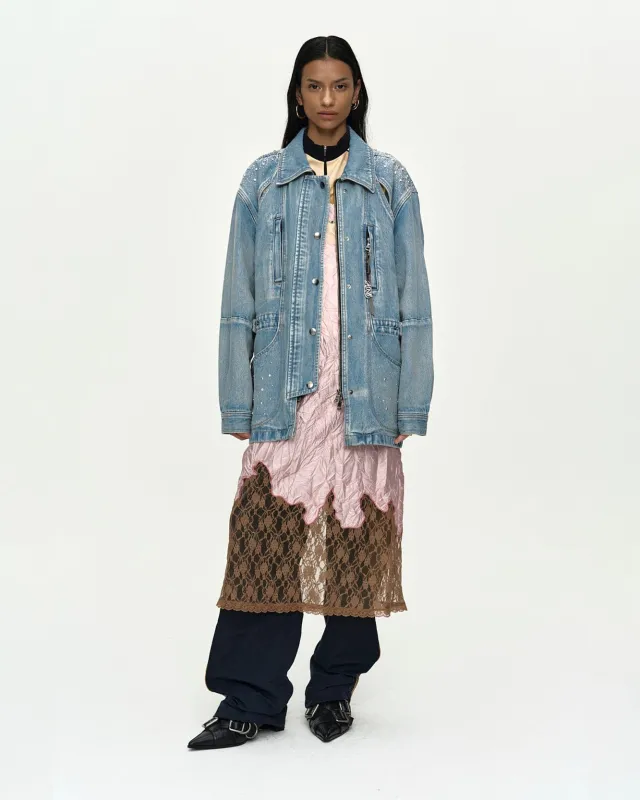 JEWELED DENIM WORK JACKET awa754w(BLUE) made by Andersson Bell