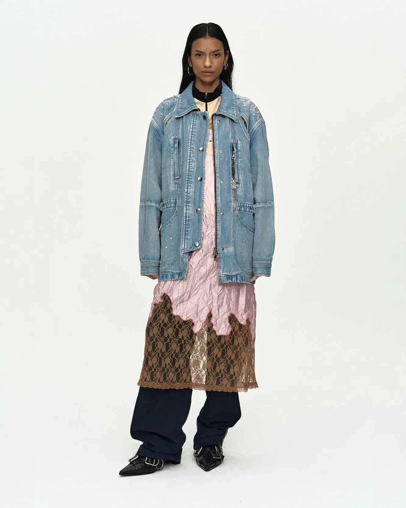 JEWELED DENIM WORK JACKET awa754w(BLUE) sold by Andersson Bell