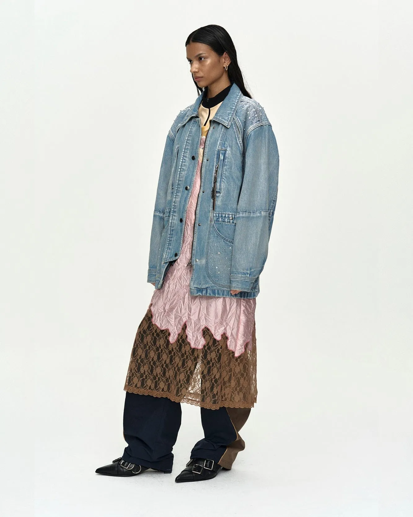 JEWELED DENIM WORK JACKET awa754w(BLUE) sold by Andersson Bell product image thumbnail 4