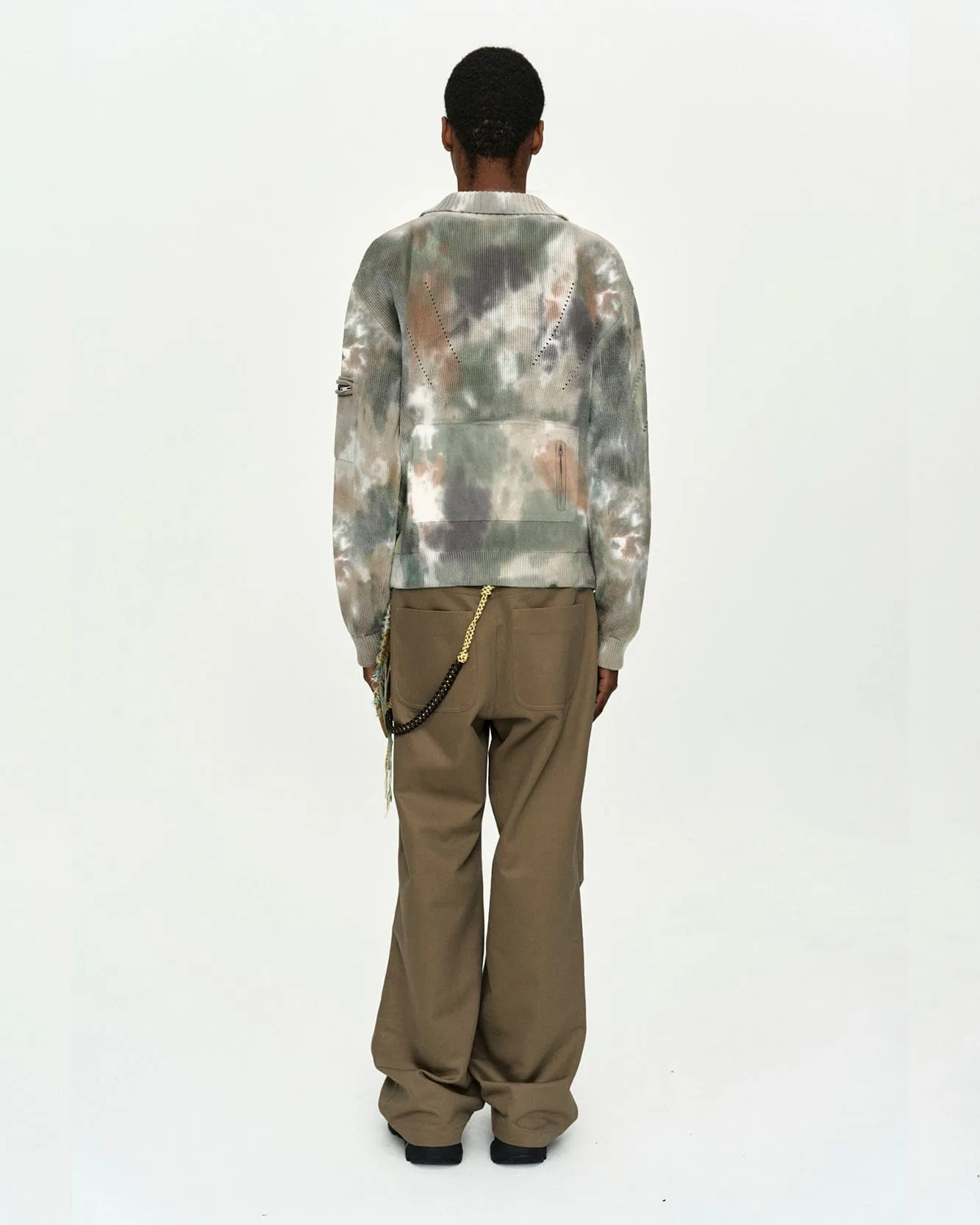 MULTI-DYED KNIT ZIP-UP SWEATER atb1455m(GREEN/BEIGE) sold by Andersson Bell product image thumbnail 5