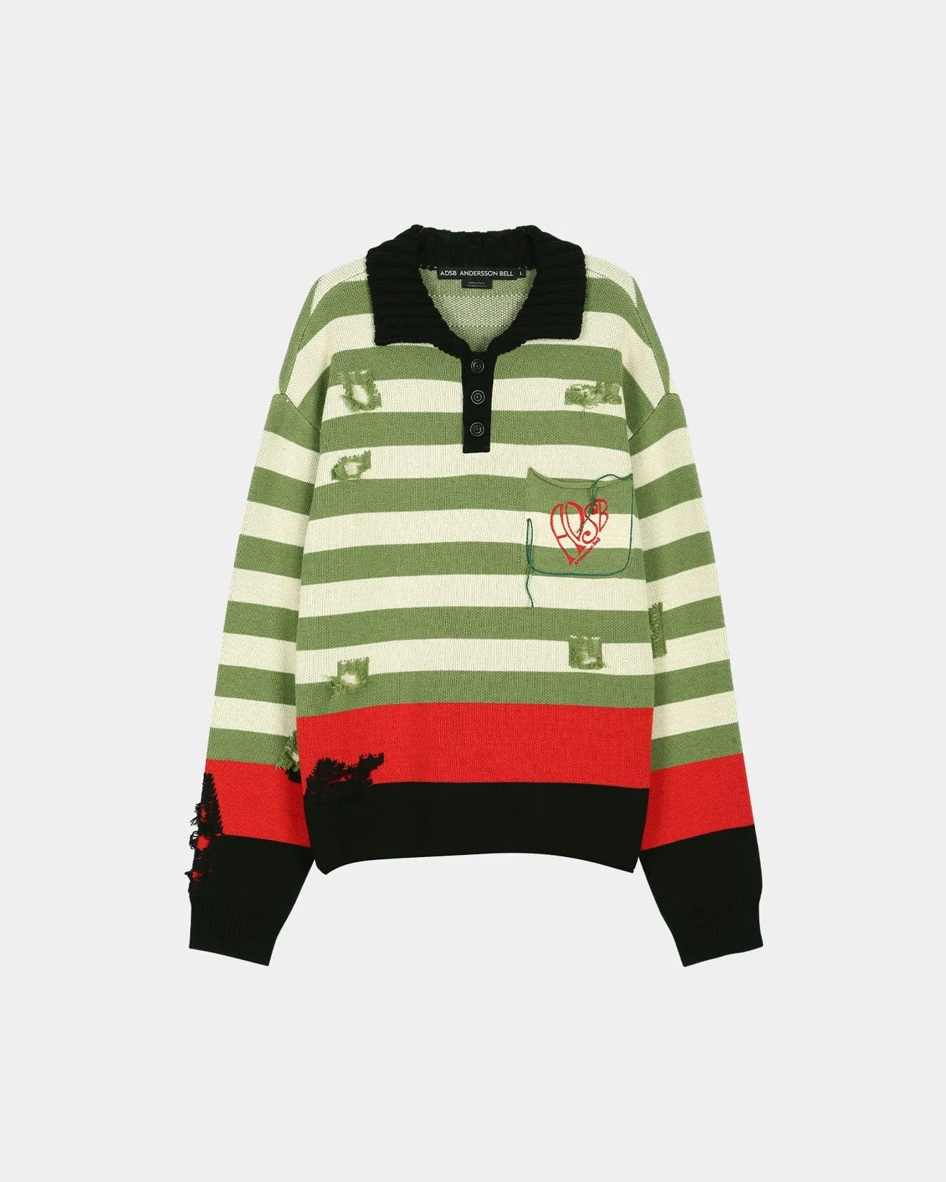 STRIPE DAMAGED POLO SWEATER atb1419m(MULTI) sold by Andersson Bell product image thumbnail 2
