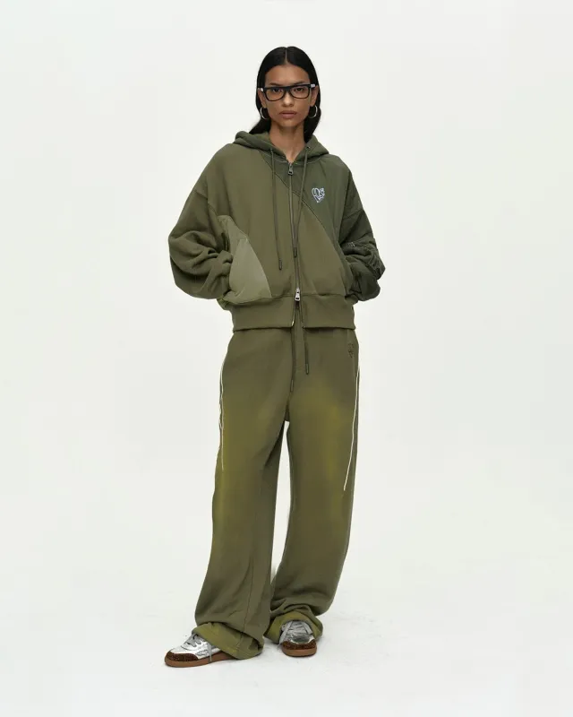 UNISEX PIPING LINE DYED SWEAT PANTS apa875u(KHAKI) made by Andersson Bell