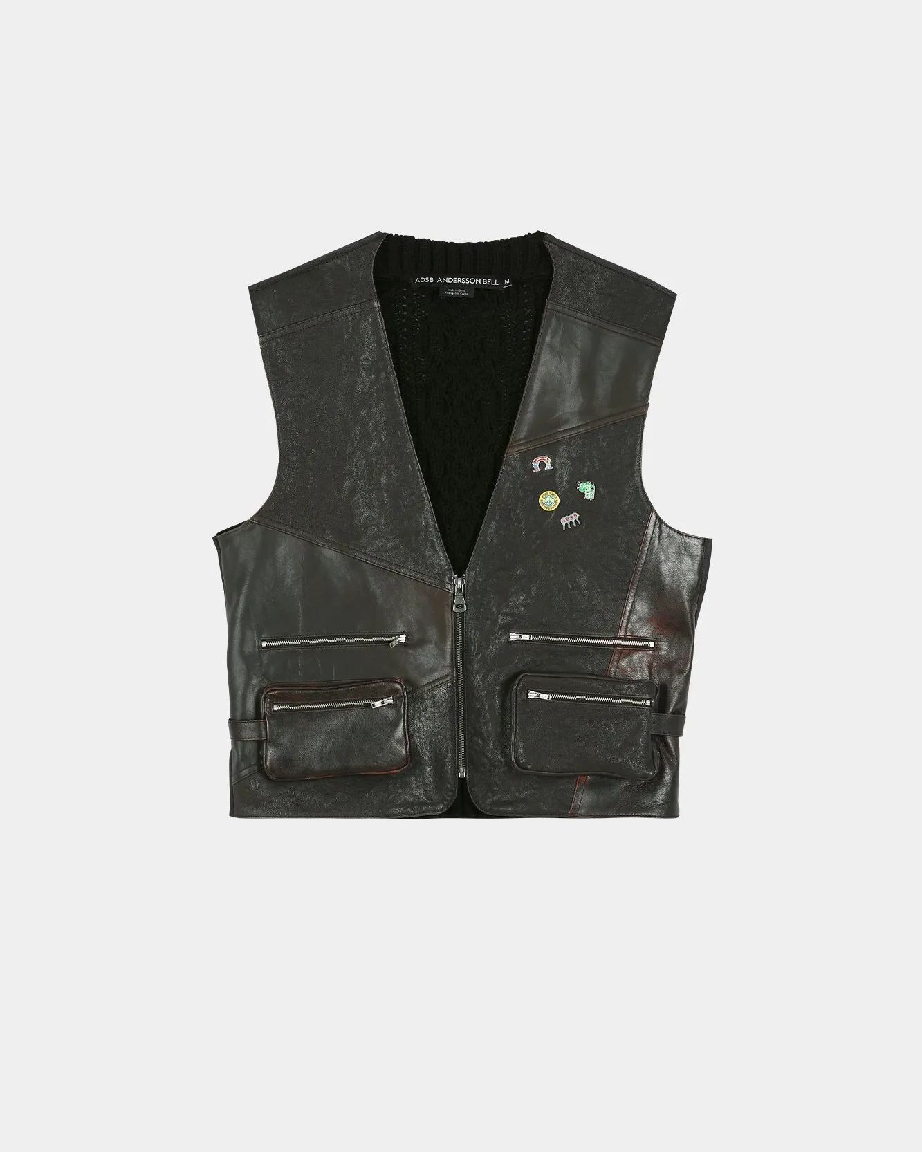 BACK KNIT PATCHWORK LEATHER VEST atb1467u(BROWN) sold by Andersson Bell product image thumbnail 2