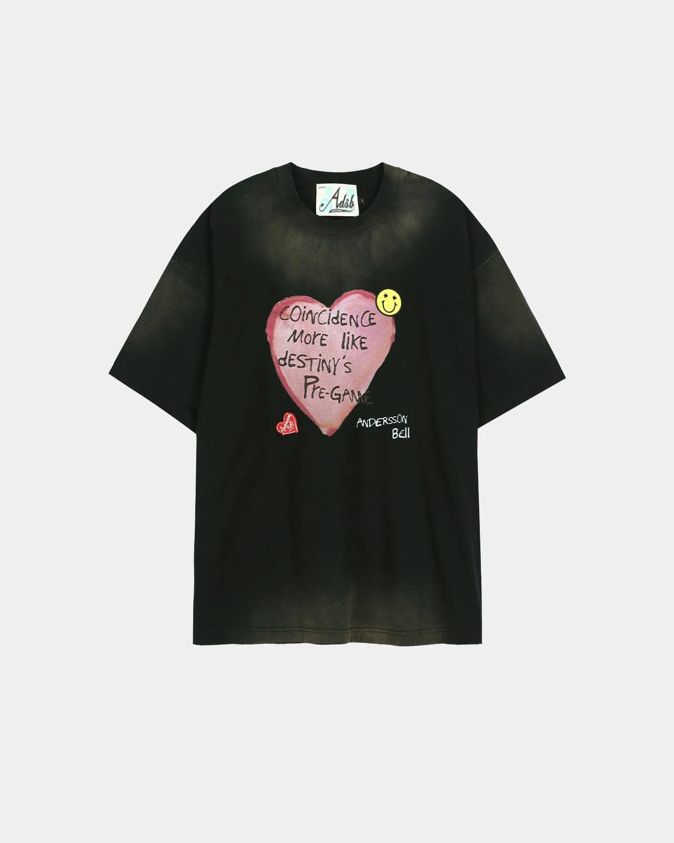 (ESSENTIAL) UNISEX SPRAY WASHED HEART MESSAGE T-SHIRT atb1432u(BLACK) sold by Andersson Bell product image thumbnail 2