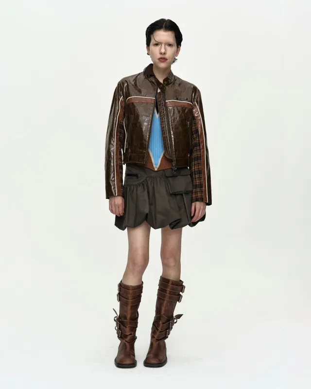 26 CIRCUIT TRACK FAUX-LEATHER JACKET awa752w(BROWN) made by Andersson Bell