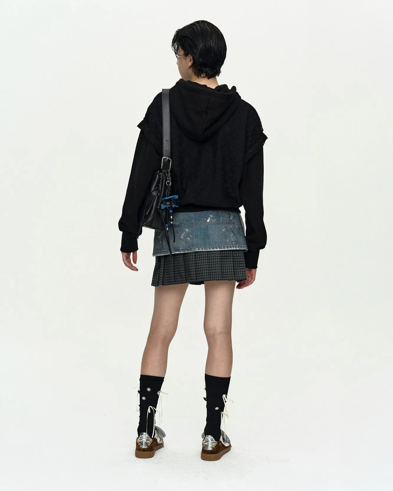 LACE LAYERED HOOD ZIP UP atb1486w(NAVY / BLACK) sold by Andersson Bell product image thumbnail 5