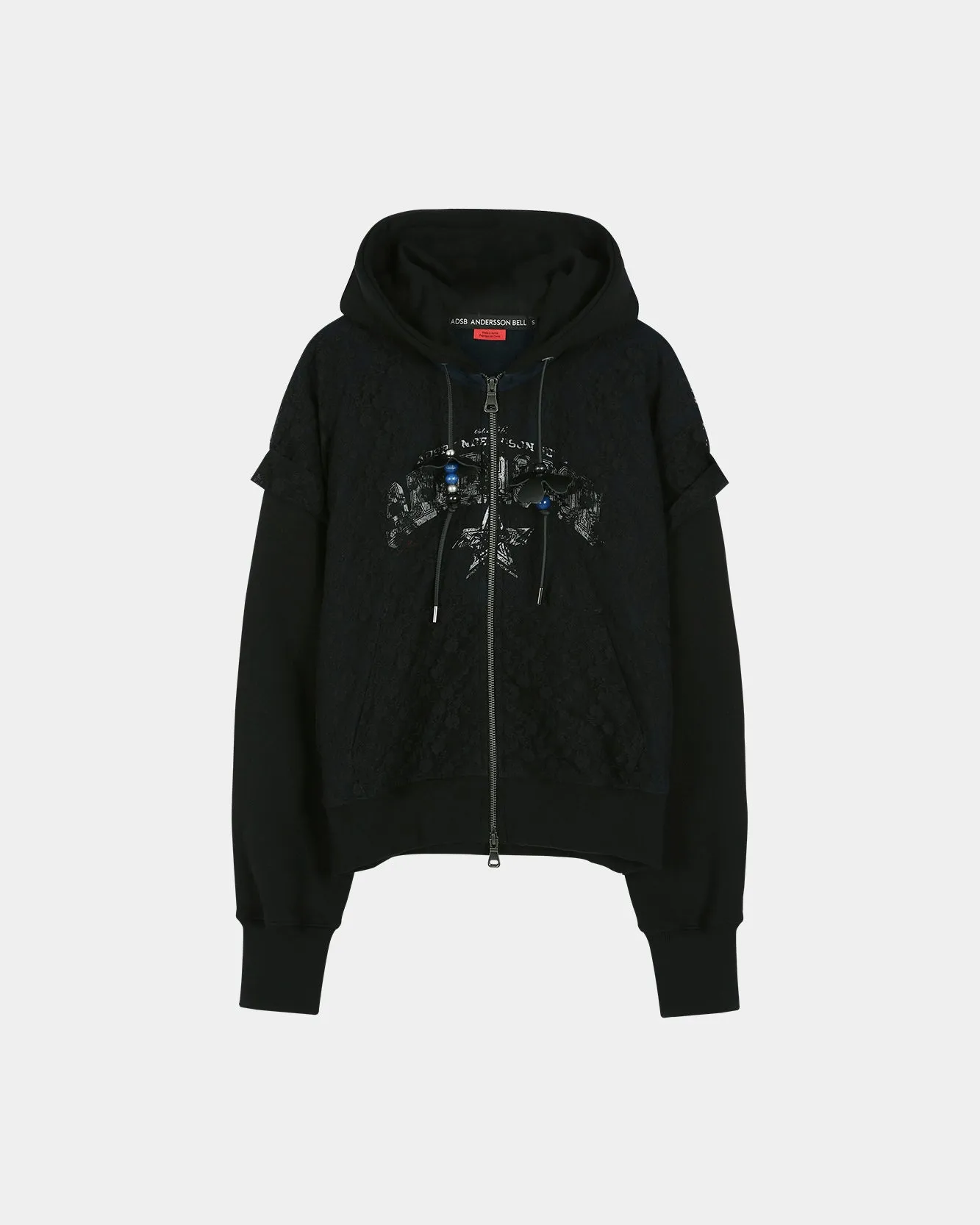 LACE LAYERED HOOD ZIP UP atb1486w(NAVY / BLACK) sold by Andersson Bell product image thumbnail 2