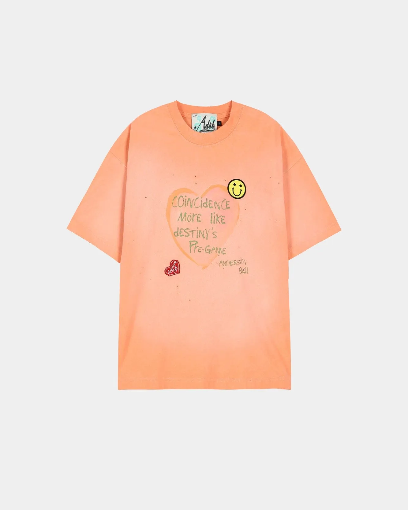 (ESSENTIAL) UNISEX SPRAY WASHED HEART MESSAGE T-SHIRT atb1432u(ORANGE) sold by Andersson Bell product image thumbnail 2