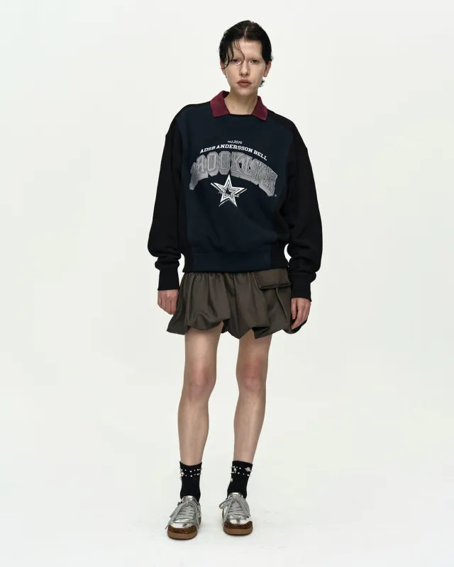 UNISEX ARCH LOGO LAYERED SWEATSHIRT atb1426u(BLACK/NAVY) made by Andersson Bell