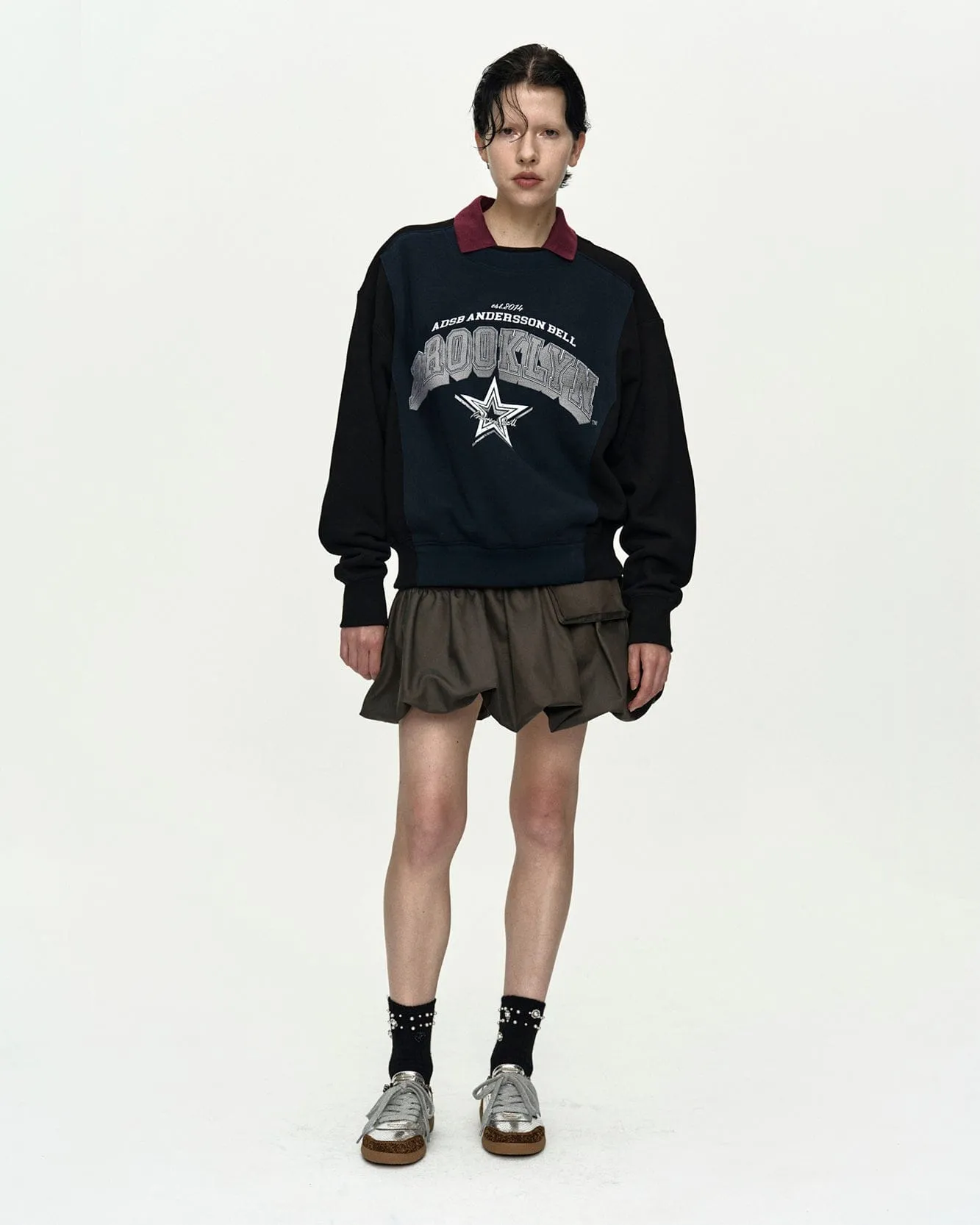 UNISEX ARCH LOGO LAYERED SWEATSHIRT atb1426u(BLACK/NAVY) sold by Andersson Bell