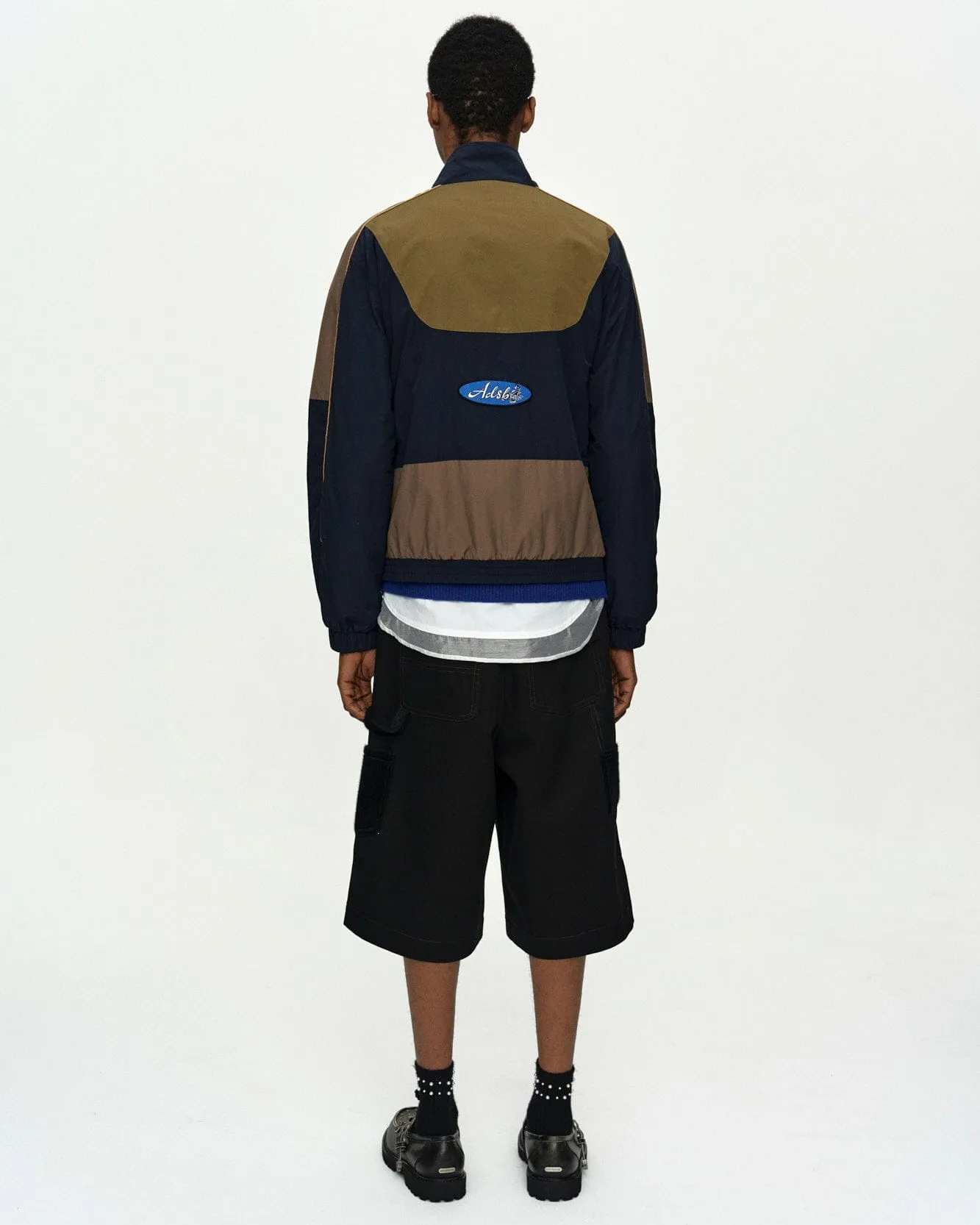 UNISEX COLOR BLOCK NYLON TRACK JACKET awa759u(NAVY/KHAKI) sold by Andersson Bell product image thumbnail 5