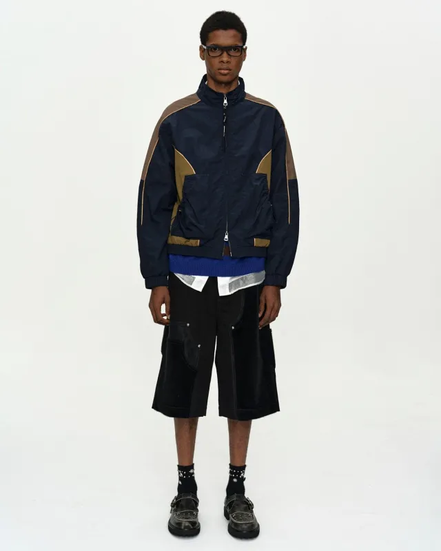 UNISEX COLOR BLOCK NYLON TRACK JACKET awa759u(NAVY/KHAKI) made by Andersson Bell