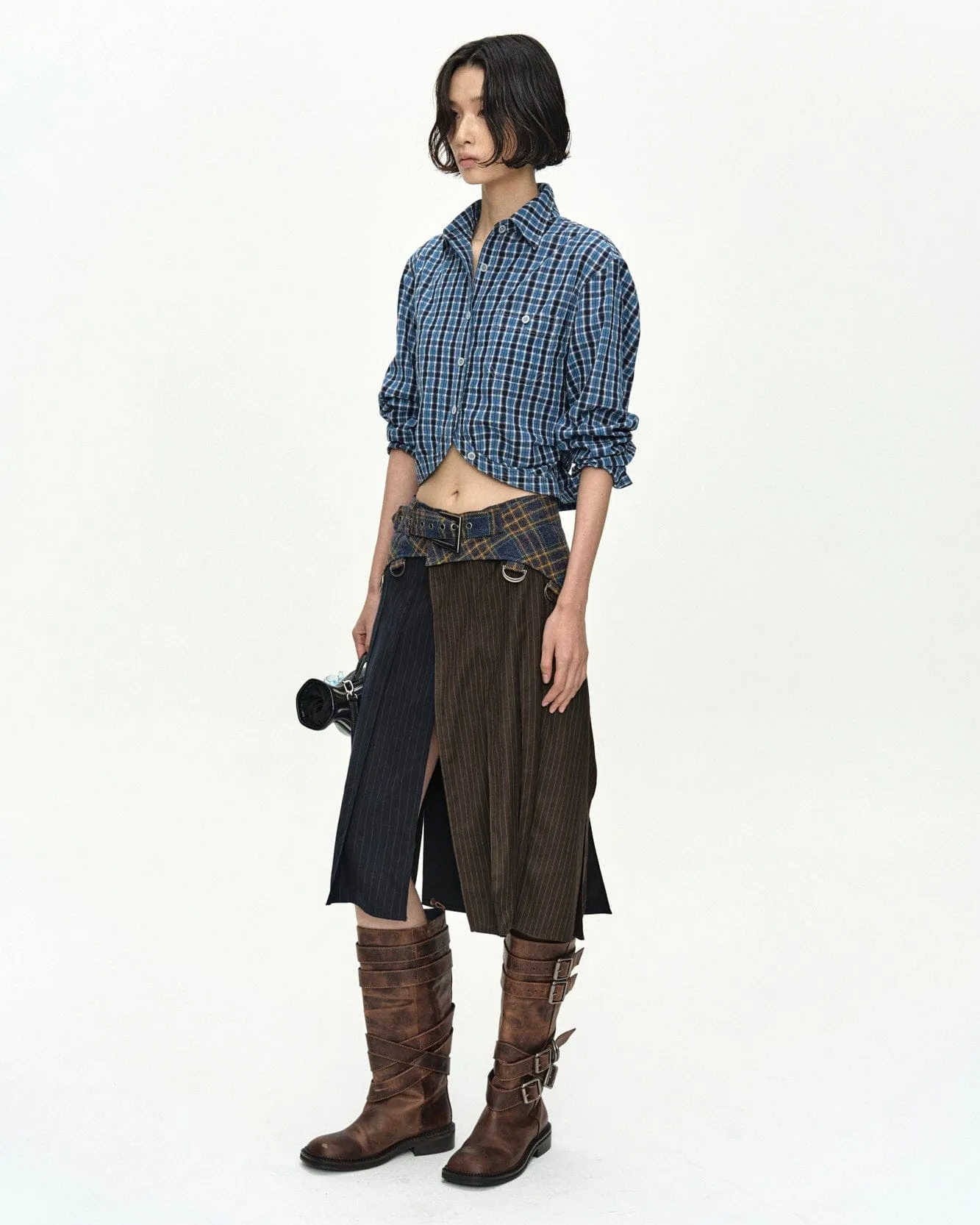 CHECK CURVES HEM SHIRT atb1568w(BLUE) sold by Andersson Bell product image thumbnail 4