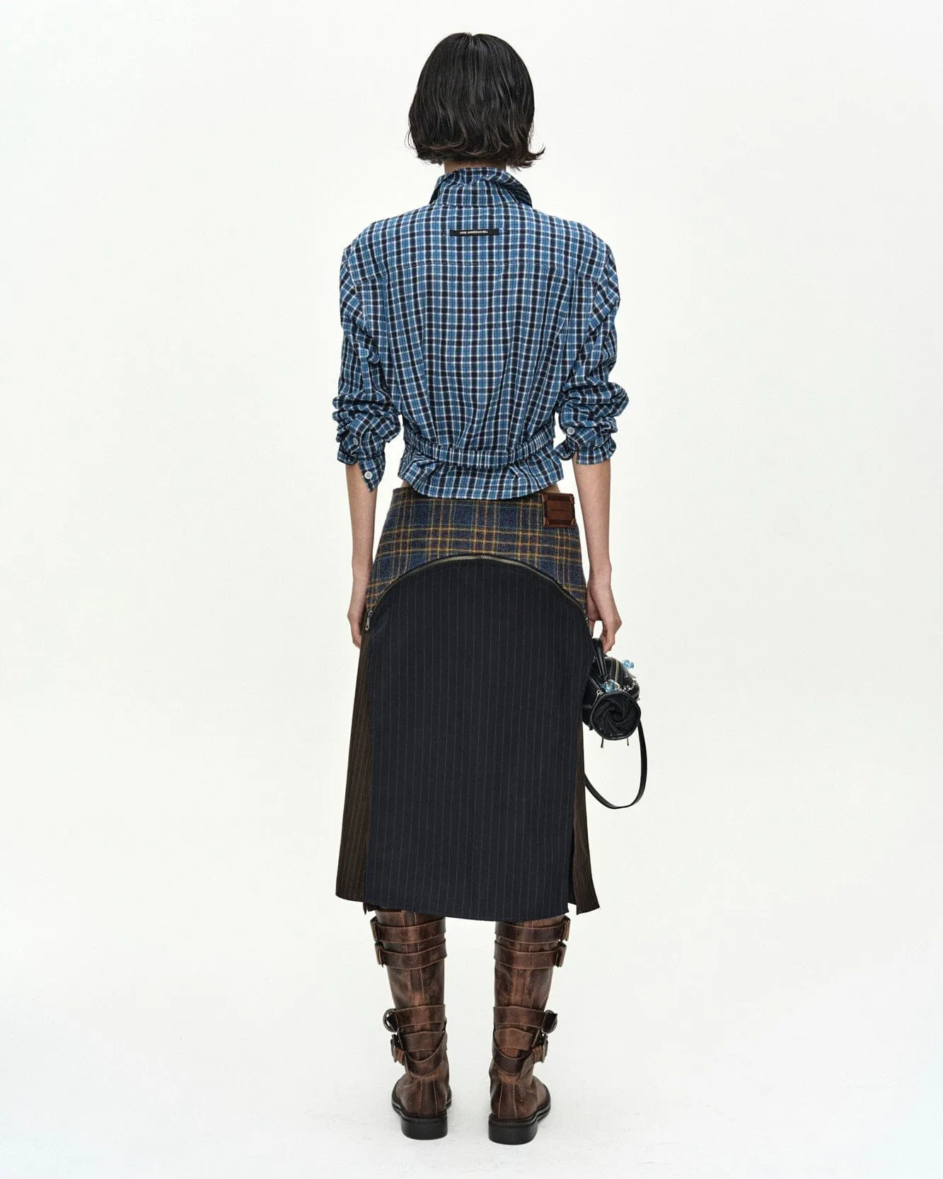 CHECK CURVES HEM SHIRT atb1568w(BLUE) sold by Andersson Bell product image thumbnail 5