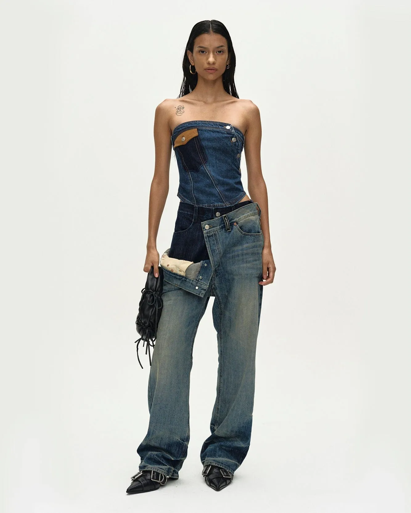 DENIM TWIST BUSTIER atb1493w(BLUE) sold by Andersson Bell product image thumbnail 4