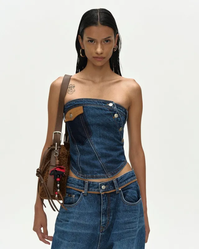 DENIM TWIST BUSTIER atb1493w(BLUE) made by Andersson Bell