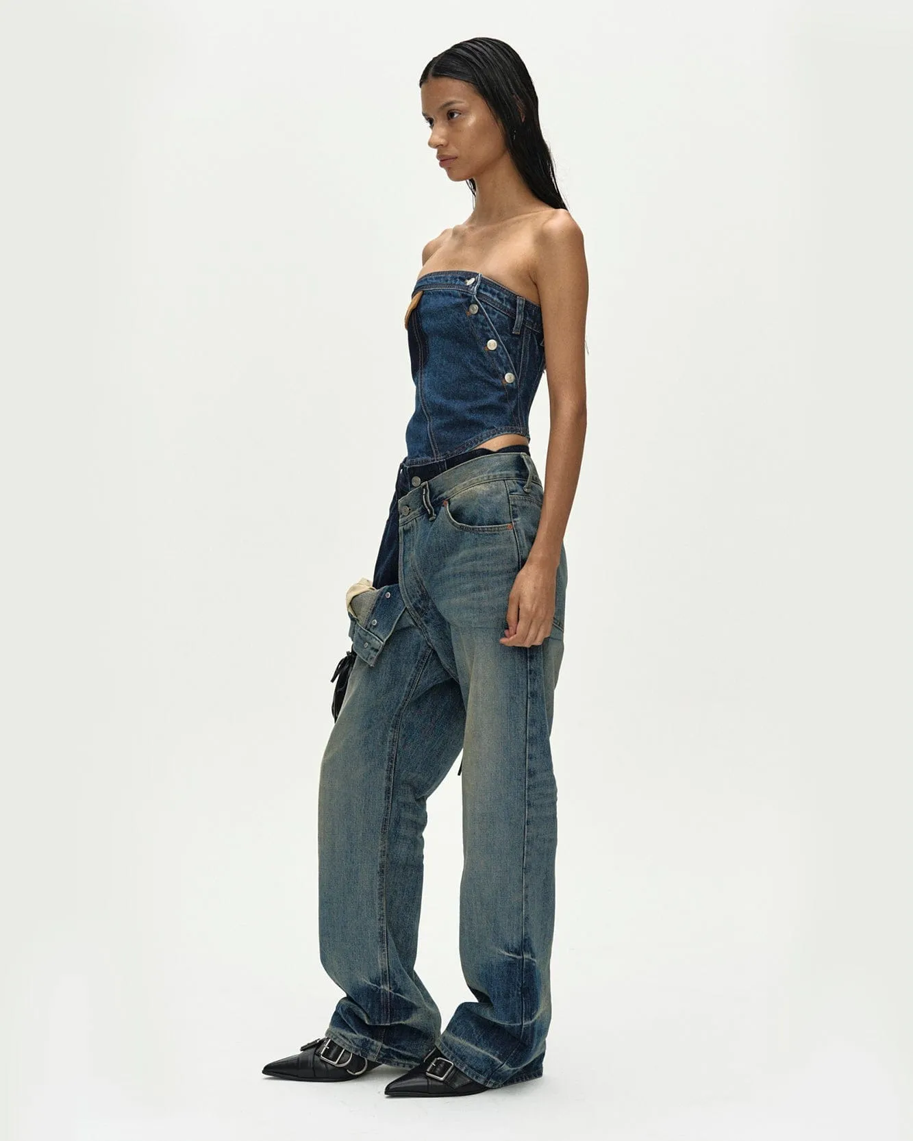 DENIM TWIST BUSTIER atb1493w(BLUE) sold by Andersson Bell product image thumbnail 5