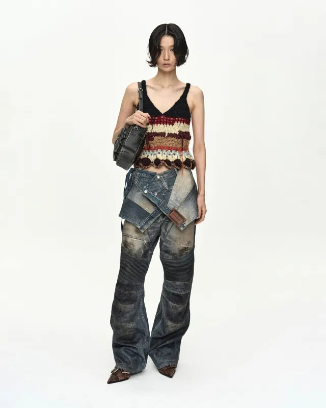 HAND-CROCHETED RUFFLE HEM TOP atb1581w(MULTI) made by Andersson Bell