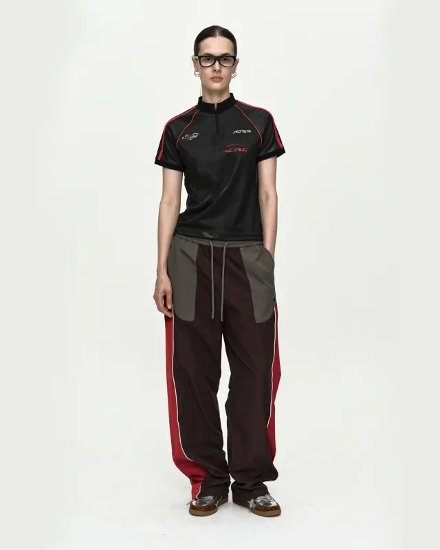 UNISEX COLOR BLOCK NYLON TRACK PANTS apa876u(RED/BROWN) sold by Andersson Bell