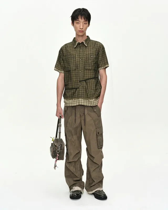 CARPENTER CARGO WIDE-LEG TROUSERS apa901m(KHAKI BROWN) made by Andersson Bell