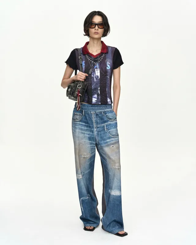 DENIM & CARGO TROMPE L'OEIL MESH PANTS apa922u(MID BLUE/KHAKI) sold by Andersson Bell