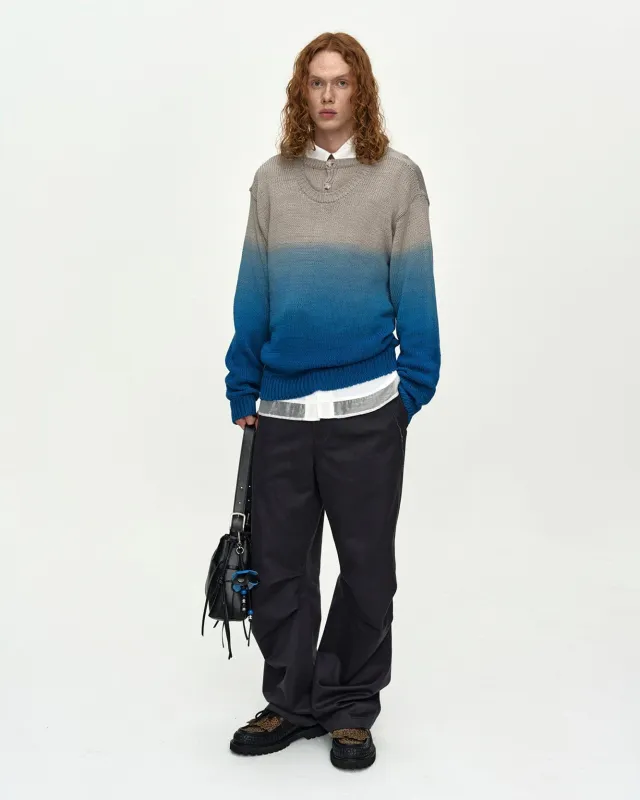 GRADIENT HENRY-NECK SWEATER atb1412m(BEIGE/BLUE) sold by Andersson Bell