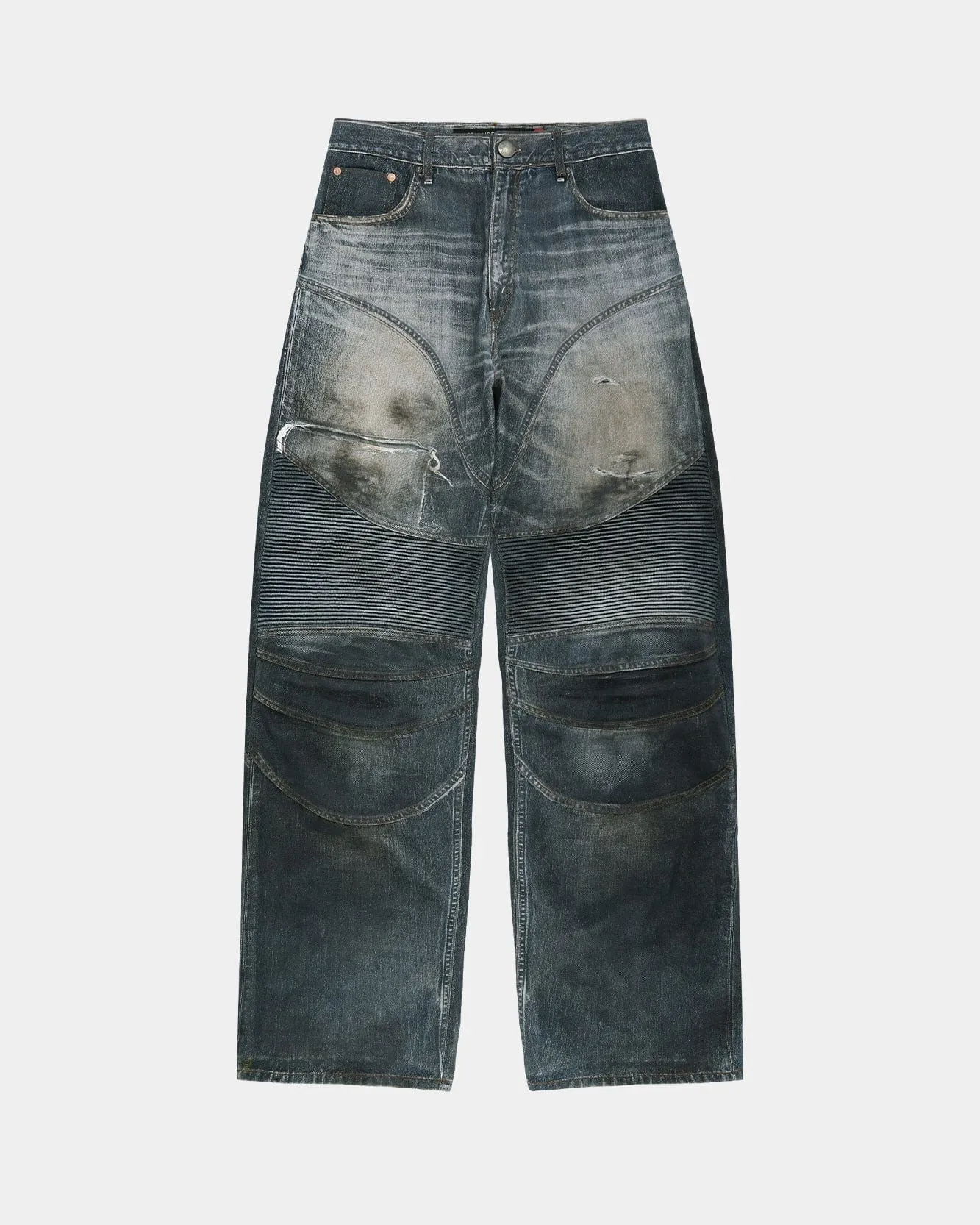 DENIM TROMPE-L'OEIL GRAPHIC BIKER JEANS apa919u(MID BLUE) sold by Andersson Bell product image thumbnail 2