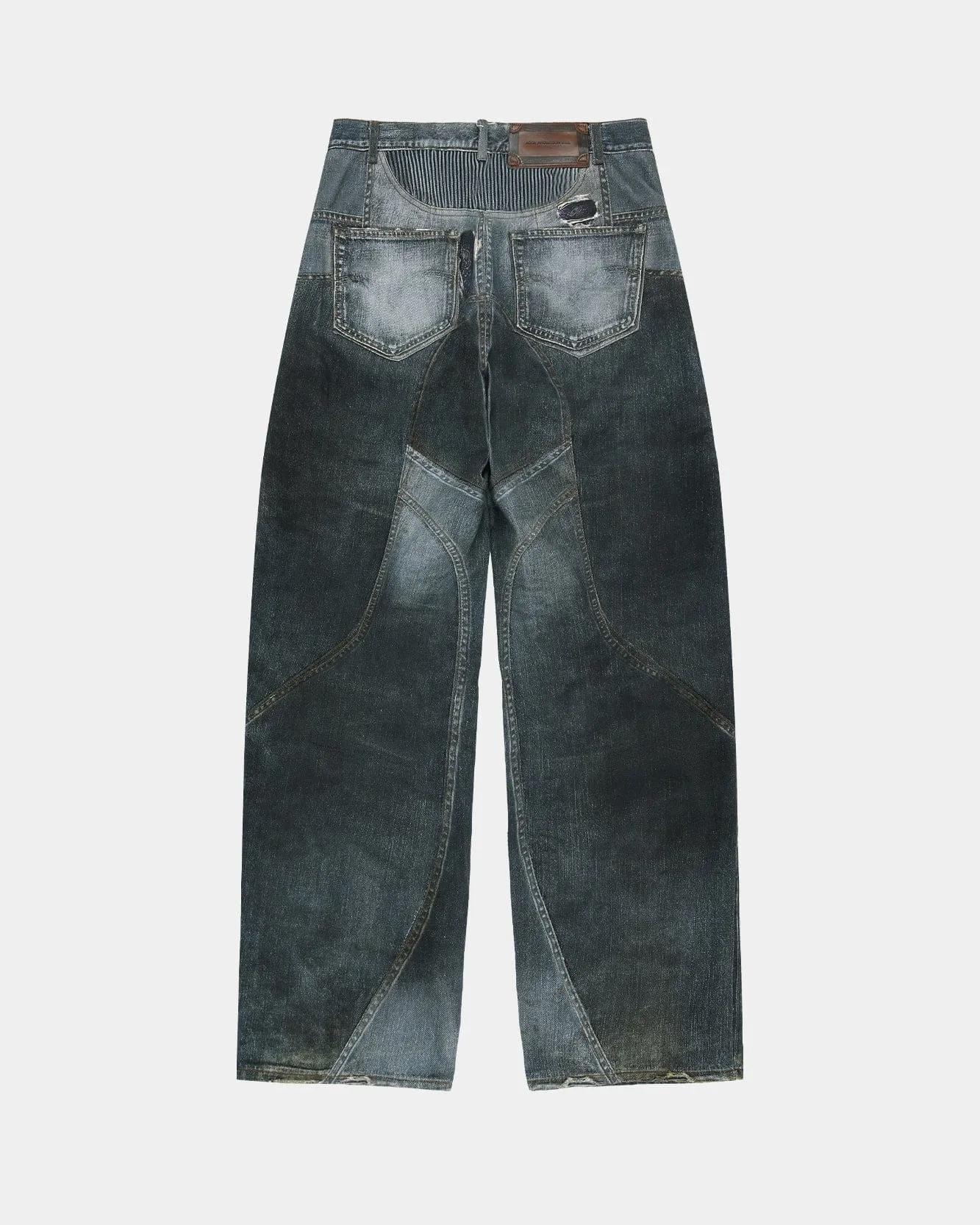 DENIM TROMPE-L'OEIL GRAPHIC BIKER JEANS apa919u(MID BLUE) sold by Andersson Bell product image thumbnail 3