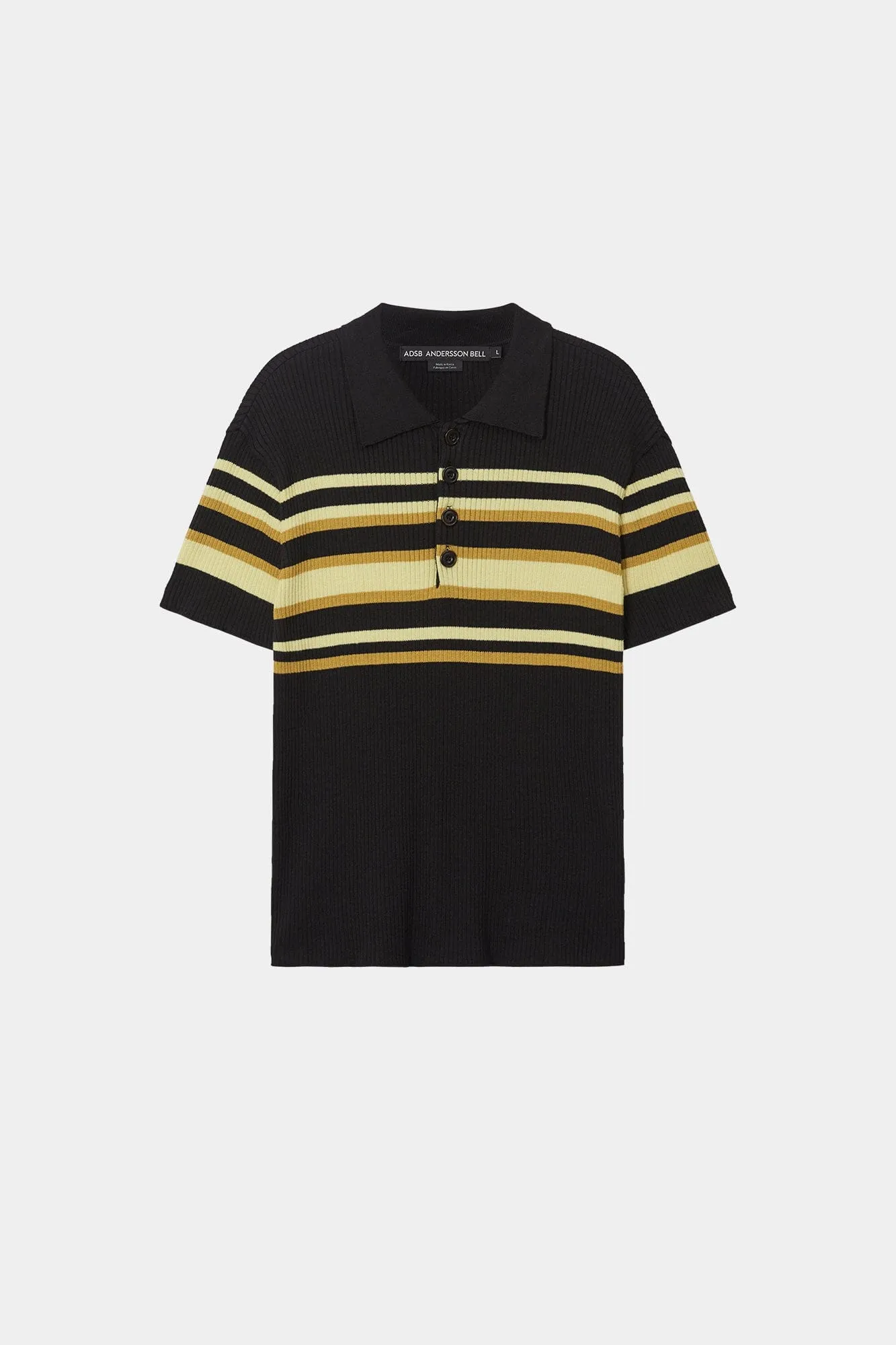 PITT STRIPE POLO SWEATER atb1532m(BLACK/LEMON) sold by Andersson Bell product image thumbnail 2