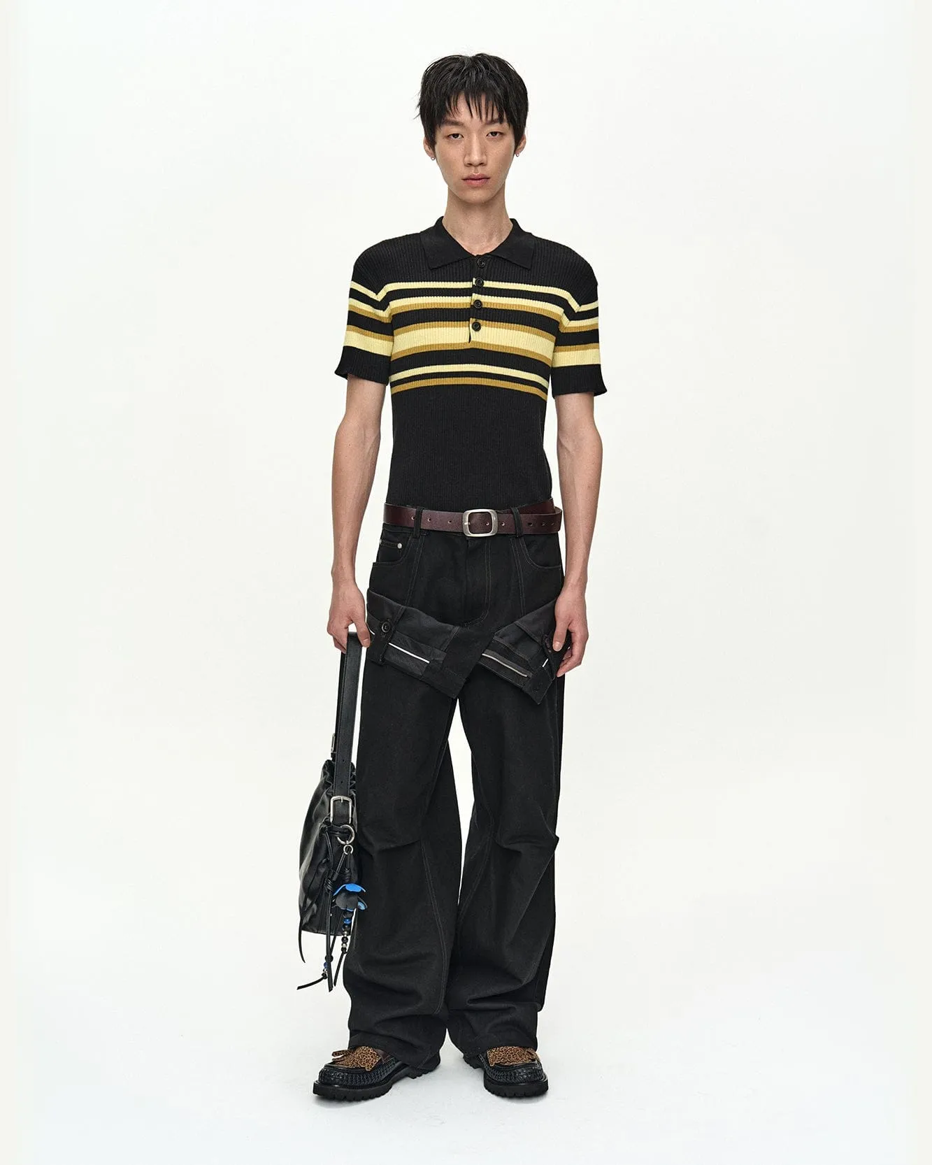 PITT STRIPE POLO SWEATER atb1532m(BLACK/LEMON) sold by Andersson Bell product image thumbnail 4