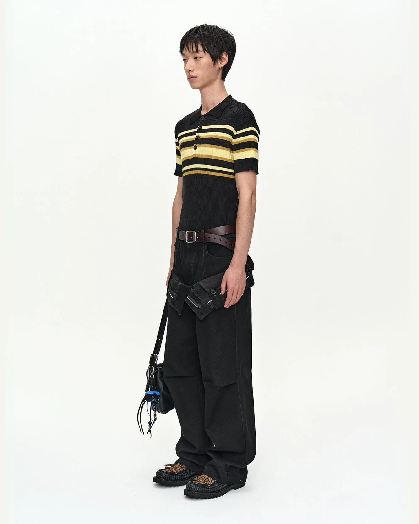 PITT STRIPE POLO SWEATER atb1532m(BLACK/LEMON) sold by Andersson Bell product image thumbnail 5