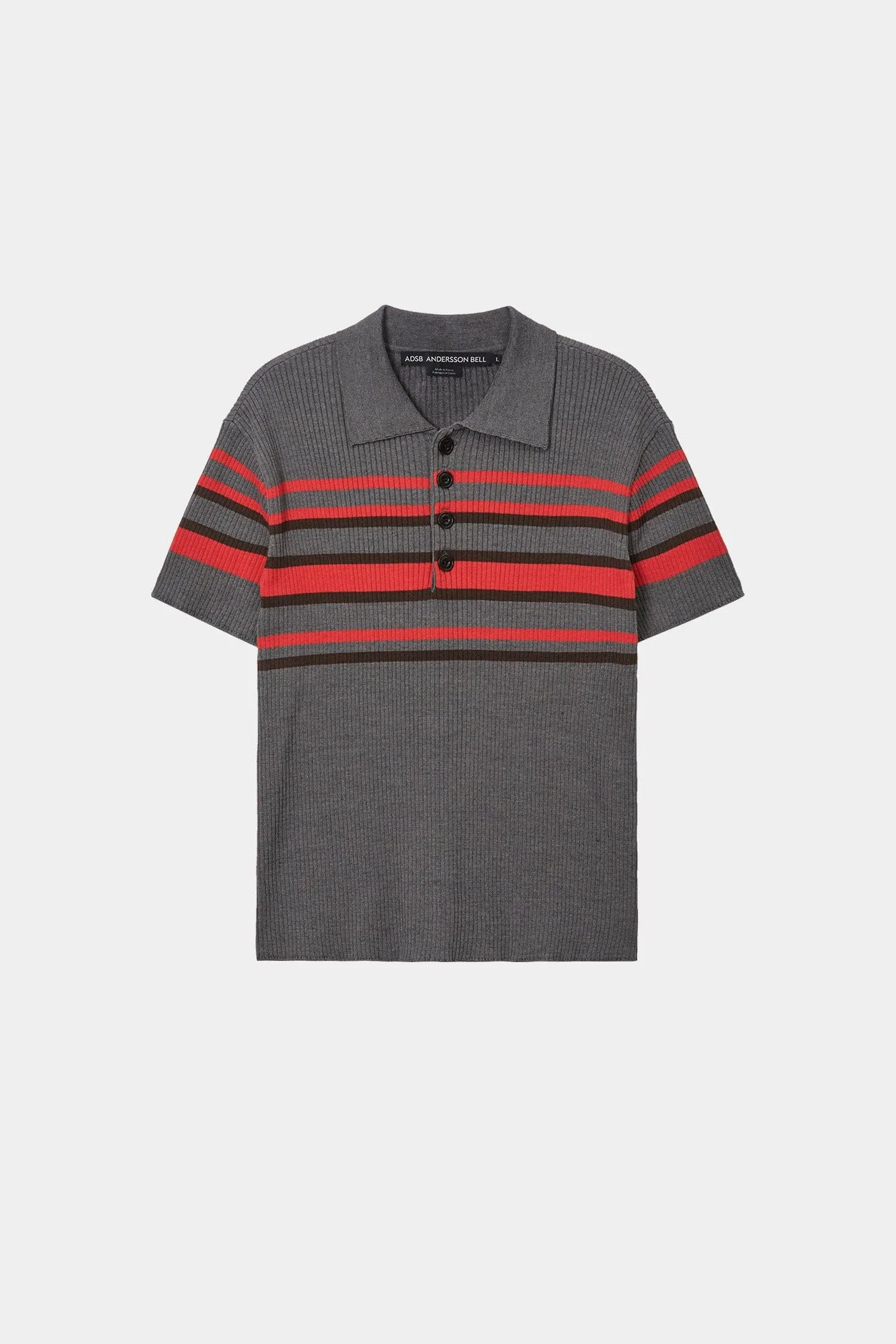 PITT STRIPE POLO SWEATER atb1532m(GREY/RED) sold by Andersson Bell product image thumbnail 2