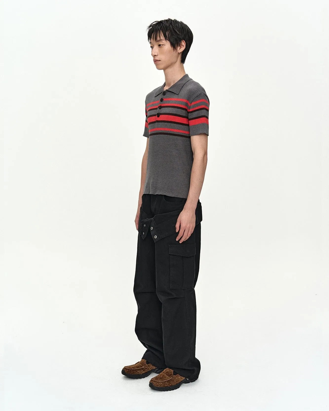 PITT STRIPE POLO SWEATER atb1532m(GREY/RED) sold by Andersson Bell product image thumbnail 5