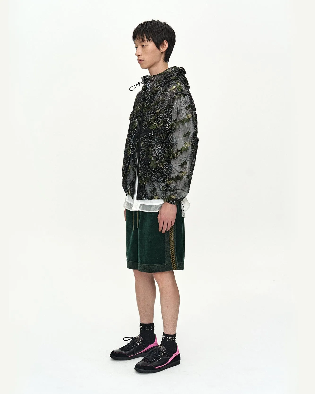 FLOWER EMBROIDERY SHEER HOODIE JACKET awa761m(BLACK) sold by Andersson Bell product image thumbnail 4