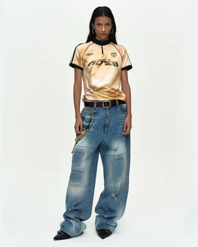 REPAIR LOOSE-FIT JEANS apa878w(BLUE) made by Andersson Bell