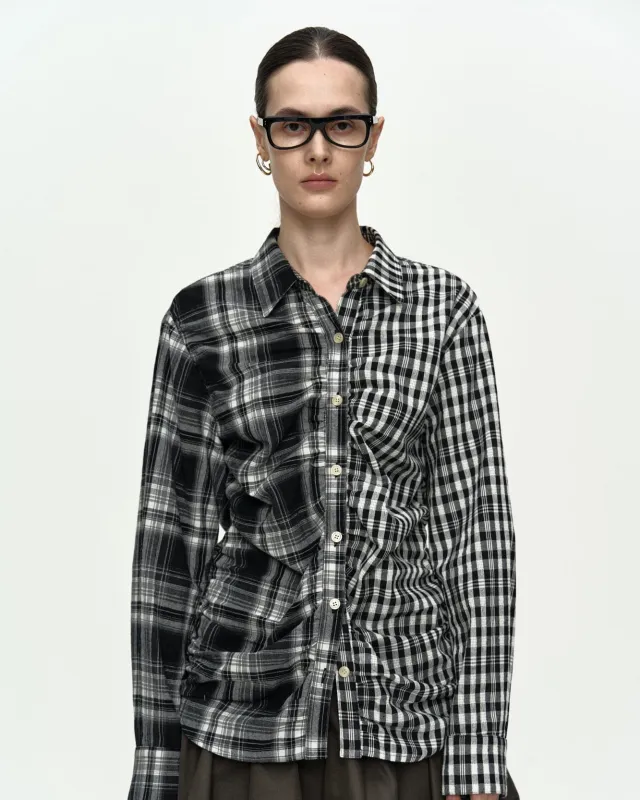 [RESTOCK] [EXCLUSIVE] SHIRRED CHECK SHIRT atb1514w(BLACK) made by Andersson Bell