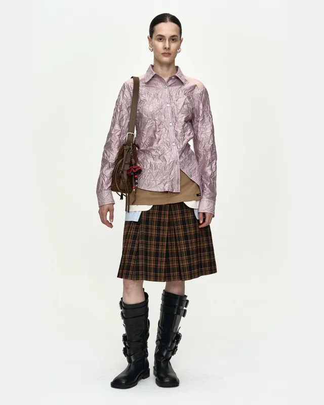 CRINKLED TWIST-TUCK SHIRT atb1495w(PINK) made by Andersson Bell