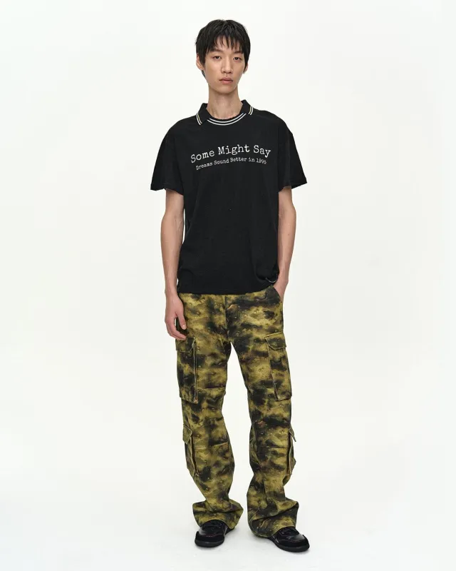 UNISEX BURNOUT CAMOUFLAGE-PRINTED CARGO JEANS apa907u(GREEN) made by Andersson Bell