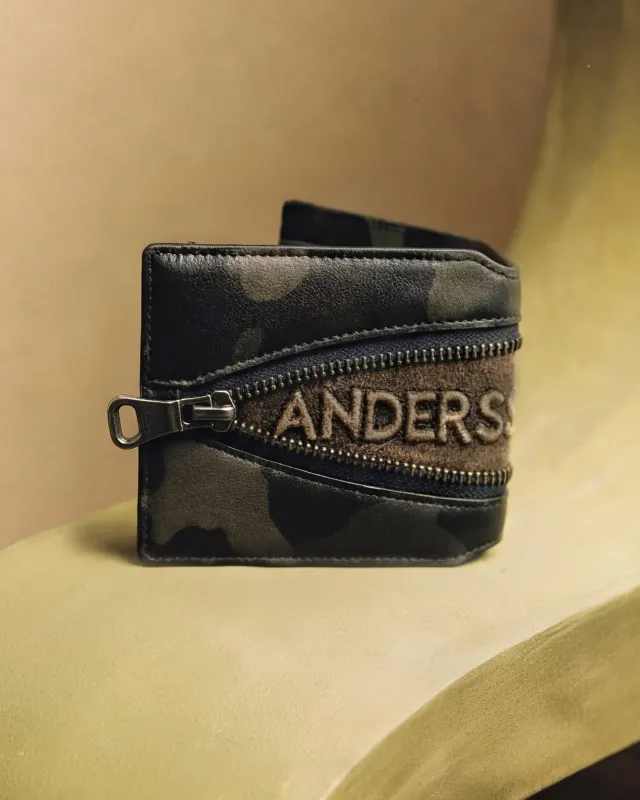 CAMOUFLAGE LEATHER ZIP WALLET aaa548u(GREEN) made by Andersson Bell