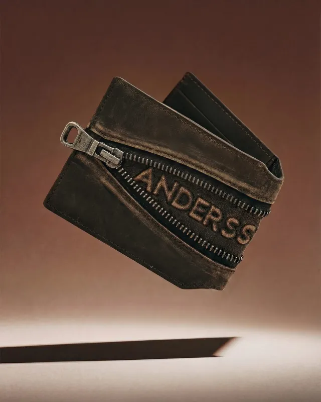 BROWN LEATHER ZIP WALLET aaa547u(BROWN) made by Andersson Bell