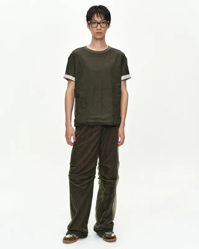 OVERLAY ROLL-UP CUFFS T-SHIRT atb1543m(KHAKI) made by Andersson Bell
