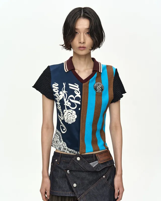 REWORKED FOOTBALL COLLAR TOP atb1558w(NAVY/BLUE) made by Andersson Bell