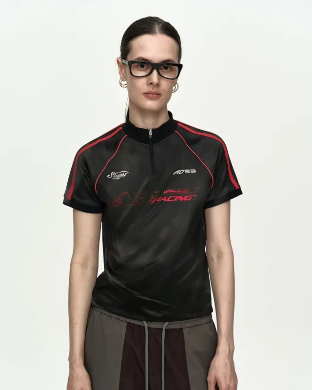 PRINTED RACING ZIP-UP TOP atb1490w(BLACK) made by Andersson Bell