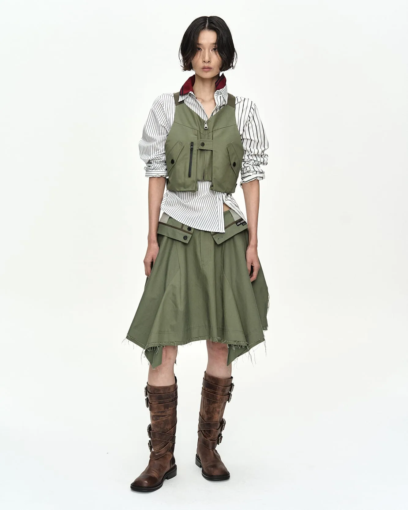 UPSIDE-DOWN ASYMMETRIC SKIRT apa914w(KHAKI) sold by Andersson Bell product image thumbnail 4