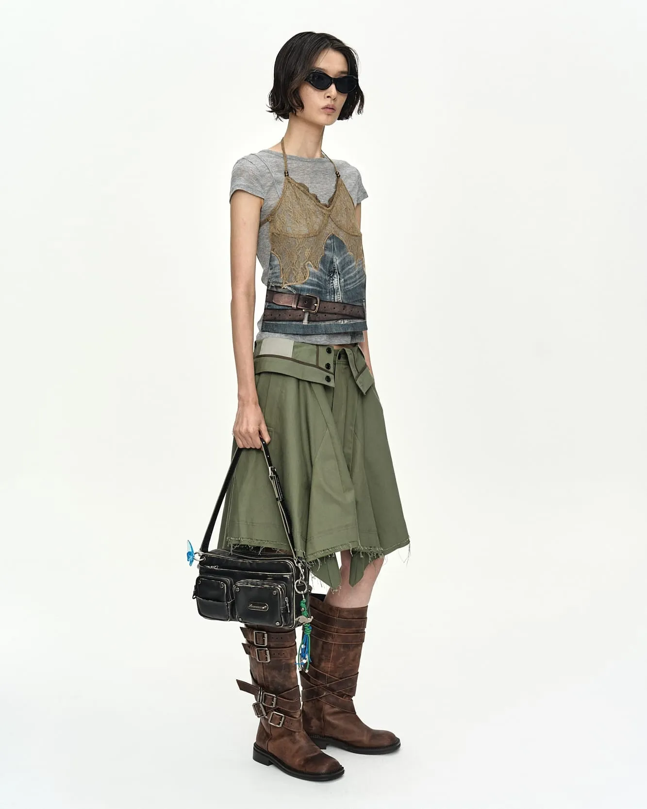 UPSIDE-DOWN ASYMMETRIC SKIRT apa914w(KHAKI) sold by Andersson Bell product image thumbnail 5