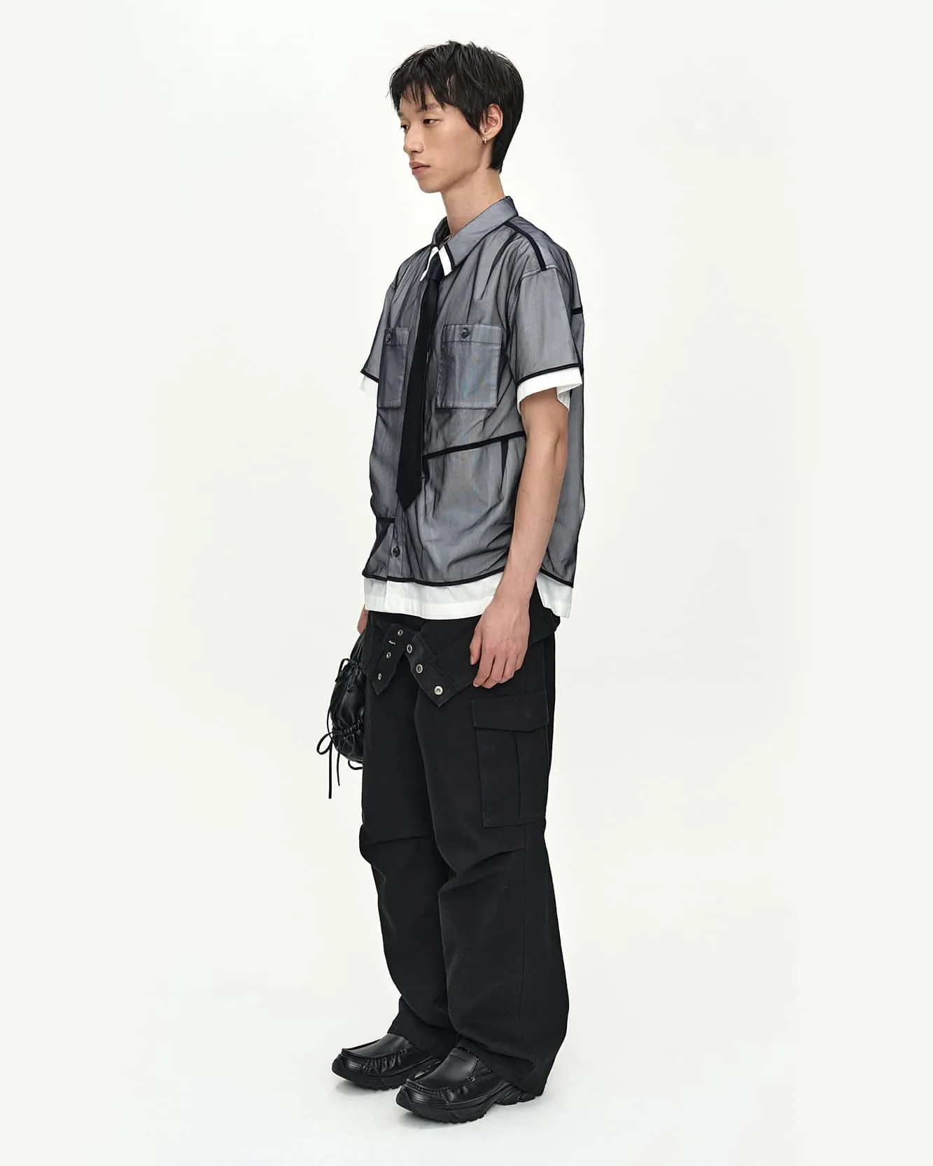 WHITE SHEER LAYERED SHIRT atb1537m(WHITE/NAVY) sold by Andersson Bell product image thumbnail 4