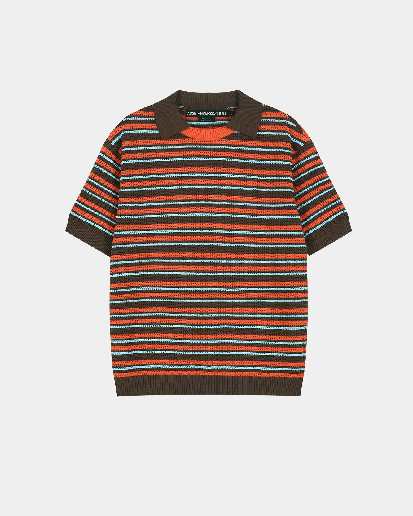 STRIPE LAYERED POLO SWEATER atb1533m(BROWN/ORANGE) sold by Andersson Bell product image thumbnail 2