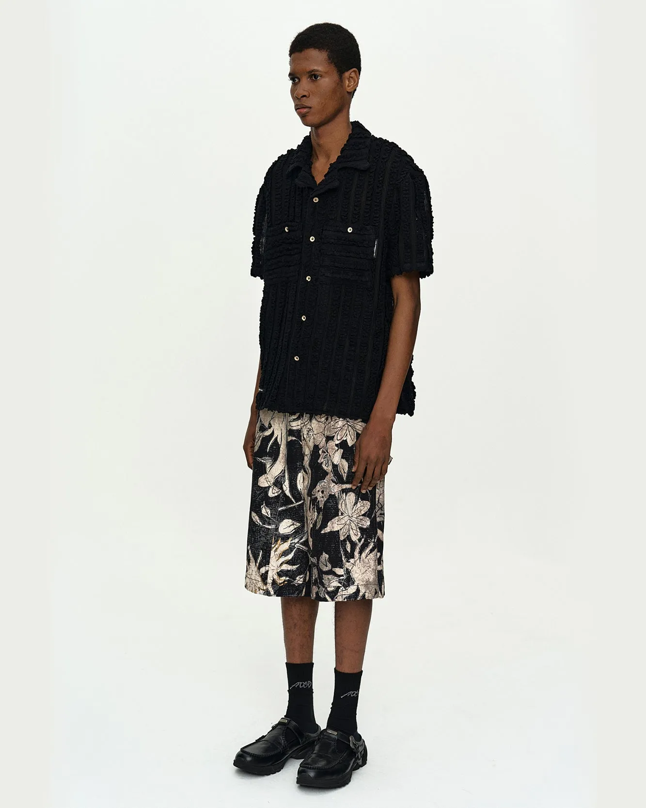 KENLEY KNITTED OPEN COLLAR SHIRT atb1445m(BLACK) sold by Andersson Bell product image thumbnail 4