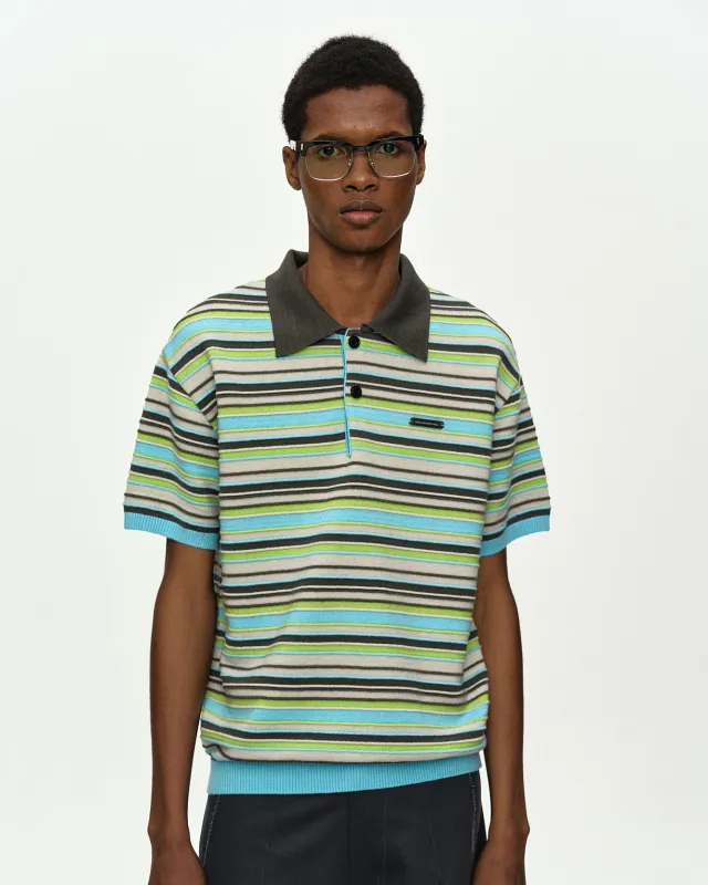 STRIPE WOOL POLO SWEATER atb1462m(SKY BLUE) made by Andersson Bell